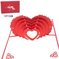 【YF】۩♛✶  1pcs Cut Pop Up Greeting Cards With Envelope Invitation Postcard Valentine Day Wedding Decoration