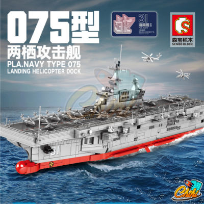 ตัวต่อ Sembo Block เรือรบใหญ่ PLA.NAVY TYPE075 LANDING HELICOPTER DOCK SD202002 จำนวน 3,066 ชิ้น