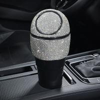 Bling Rhinestone Car Trash Garbage Can Diamond Crystal Auto Trash Dust Case Holder Mini Garbage Bin Press Type Car Storage Box