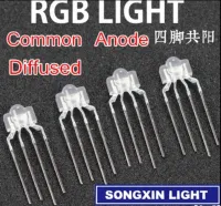 100PCS 3mm RGB led diffused 4-PIN multicolor dip led 2.6x3.5x6.5mm common anode full color light diode For Keyboard