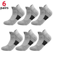 【jw】✣  6Pairs/Mens Socks Outdoor Basketball Santi-Slip Thickened Fur Bottom Breathable Football