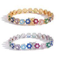 EYIKA Bohemia Rain CZ Flower กำไลข้อมือเงินสีเงิน Zircon ลายดอกไม้สร้อยเทนนิสดอกไม้สร้อยข้อมือผู้หญิงผู้ชายฮิปฮอป