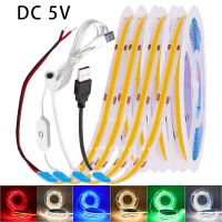 DC 5V USB COB LED Strip 320LEDs/m High Density Flexible Led Tape Linear Lighting 3000K 4000K 6000K Red Green Blue Pink Dimmable