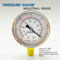 แวคคั่มเกจ เกจวัดสูญญากาศ PHOENIX (Vacuum Gauge) เกจวัดแรงดูด/แวคคัมเกจ หน้าปัด 2.5 นิ้ว เกลียว BSPT 1/4"