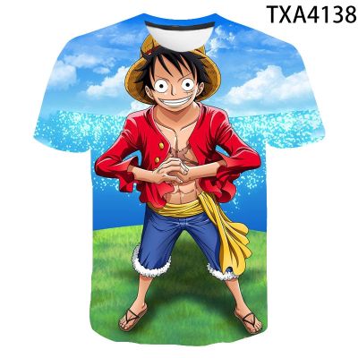 One Piece T-shirt mens short sleeve large size loose mens animation surrounding luffy T-shirt 3D printed lovers outfit