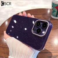 CSCR เคสโทรศัพท์แบบใสกากเพชรส่องแสงเป็นประกายวิบวับใหม่สำหรับ iPhone 14 13 12 Pro Max 14 Plus ประกายอะคริลิกใสด้านหลังพีซีชนิดแข็งกันกระแทกกระเป๋ากล้องโลหะ