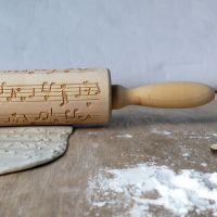 Cooking Baking Rolling Pin Wood Carving Music Note Type Pattern for Cookies Bread Pizza Bakeware Rolling Pins for Christmas Bread  Cake Cookie Accesso