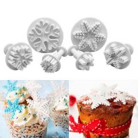 3PCS Fondant Cake Cutter Snowflake Spring Mold Biscuit Mold Set Fondant Cake Decorating Plunger Mould