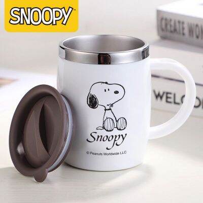 【High-end cups】420มิลลิลิตร Snoopy แก้วสแตนเลสสำหรับผู้ชายและผู้หญิงความคิดสร้างสรรค์น่ารักแก้วกาแฟและถ้วย Kawaii ของขวัญสำหรับสาวๆเป็นมิตรกับสิ่งแวดล้อม