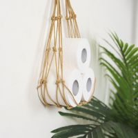 【YD】 Cotton Rope Hanging Roll Paper Holder Toilet Magazine Books Hotel Storage Rack Space-Saving Organizer