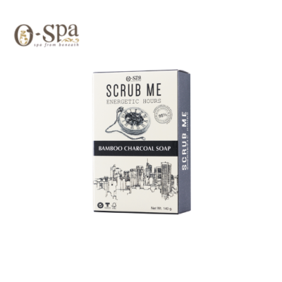 O-Spa Natural SCRUB ME Bamboo Charcoal Soap - Energetic Hours 140g โอสปา สบู่ถ่านไม้ไผ่ผสมงาดำ กลิ่นเอนเนอจิกอาวน์ 140g