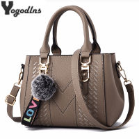 Embroidery Messenger Bags Women Leather Handbags Bags for Women 2022 Sac a Main Ladies hair ball Hand Bag