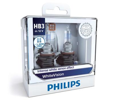 PHILIPS หลอดไฟหน้ารถยนต์ White Vision +60% 3700K HB3