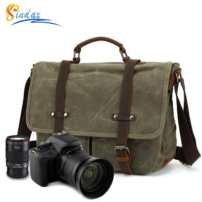 กระเป๋าสะพายไหล่กล้อง DSLR กระเป๋าถือแพจเกจย้อนยุคถ่ายภาพกันน้ำสำหรับ Nikon Canon Sony แคนวาสไมโครกระเป๋าผู้ชาย