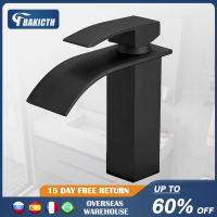 Bathroom Waterfall Basin Sink Faucet Black Faucets ss Bath Faucet Hot&amp;Cold Water Mixer Vanity Tap Deck Mounted Washbasin tap