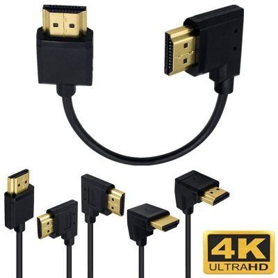 OD 3.0mm HDMI Super lembut-kompatibel 2.0 pria KE pria sudut kiri kanan atas bawah kabel pendek tipis 4k Hd 60hz ringan portabel