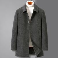 [COD] Middle-aged and elderly mens fall winter mid-length dad woolen coat with detachable liner down jacket