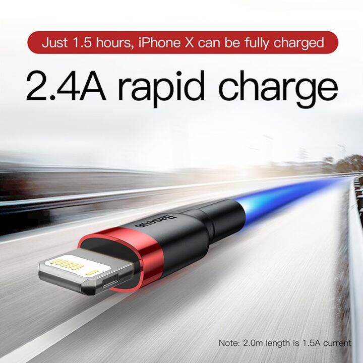 baseus-สายสำหรับ-iphone-usb-อุปกรณ์ชาร์จเร็ว2-4a-se-11-pro-max-xs-x-7-8-plus