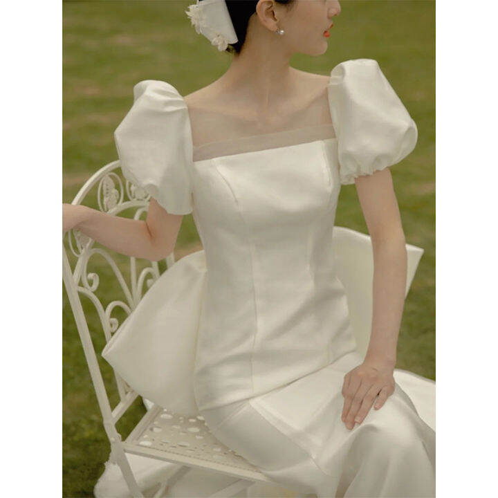 Glary Star Sen System Simple Light Wedding Dress Super Fairy Dream