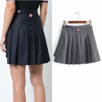 Fashion Womens New Bottom Skirt High waist Two-grain Button Asymmetric Pleated Half-length Skirt Women preppy style half skirts