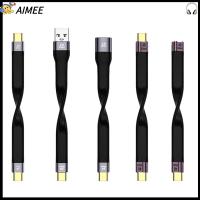 AIMEE โทรศัพท์มือถือแล็ปท็อป 40Gbps ค่ะ 20โวลต์/5A สาย USB C แบบสั้น สายชาร์จเร็ว Pd 100W สายข้อมูลชนิด C