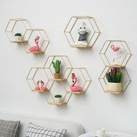 Wall Hanging Hexagonal Iron Shelf Geometric Shelves Wall Storage - 3 Home Holder - Aliexpress