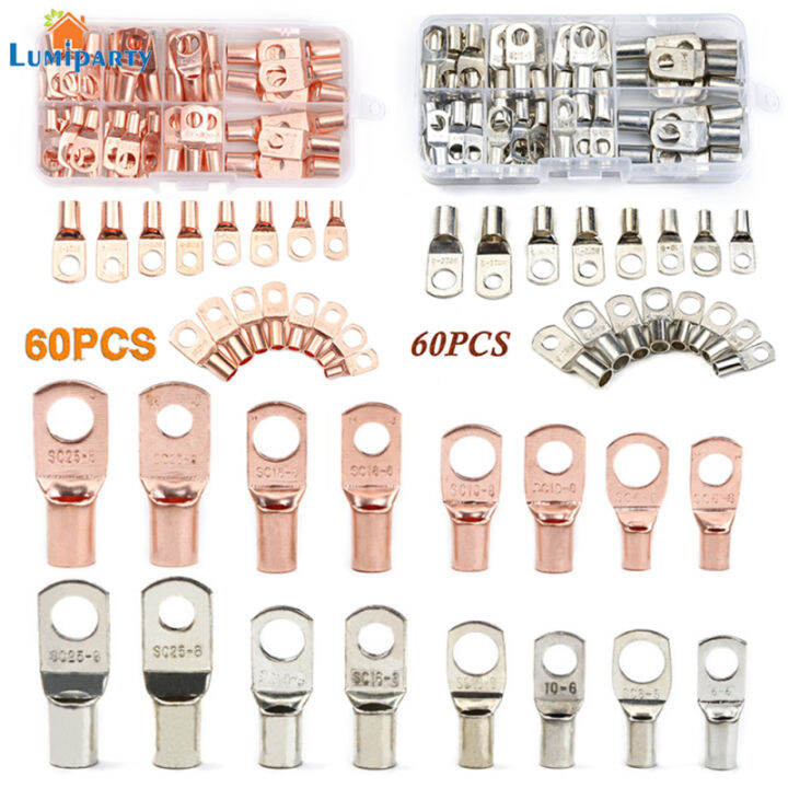 LumiParty 60 Pcs Copper Tube Terminal Set SC25 SC16 SC10 SC6 Series ...