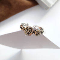 XIJING Temperament Engraving Ring Vintage Old Geometric Letter Personality Open Ring