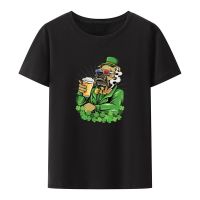 Camiseta con estampado de sombrero y gafas del Día de San Patricio de Bulldog, ropa de calle Hipster de manga corta con cuello redondo, Camisetas de ocio creativas de verano