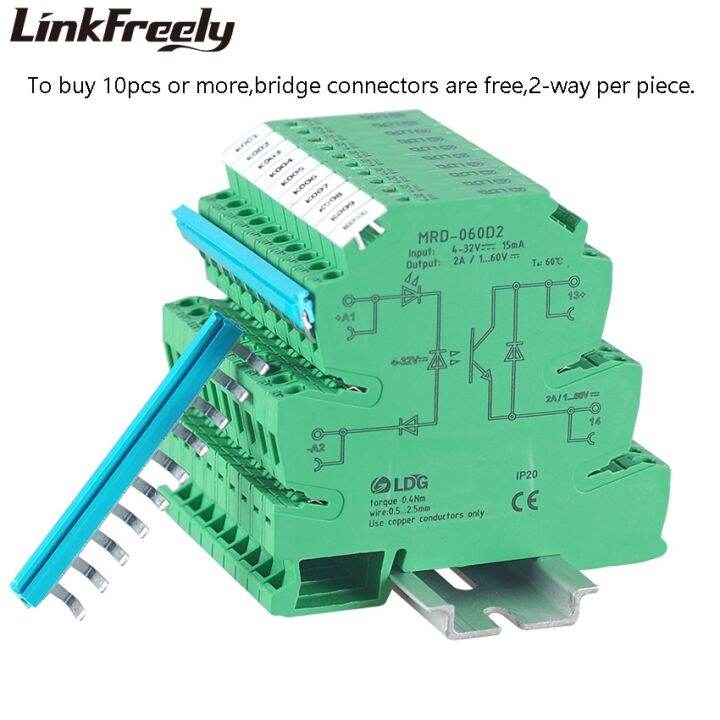 mrd-060d2-2a-ไฟ-led-sigals-ssr-solid-sate-relay-dc-อินพุต-5v-12v-อินเทอร์เฟซ24vdc-แรงดันไฟฟ้ารางรถไฟ-din-รีเลย์บอร์ดโมดูลสวิตซ์-nbsp