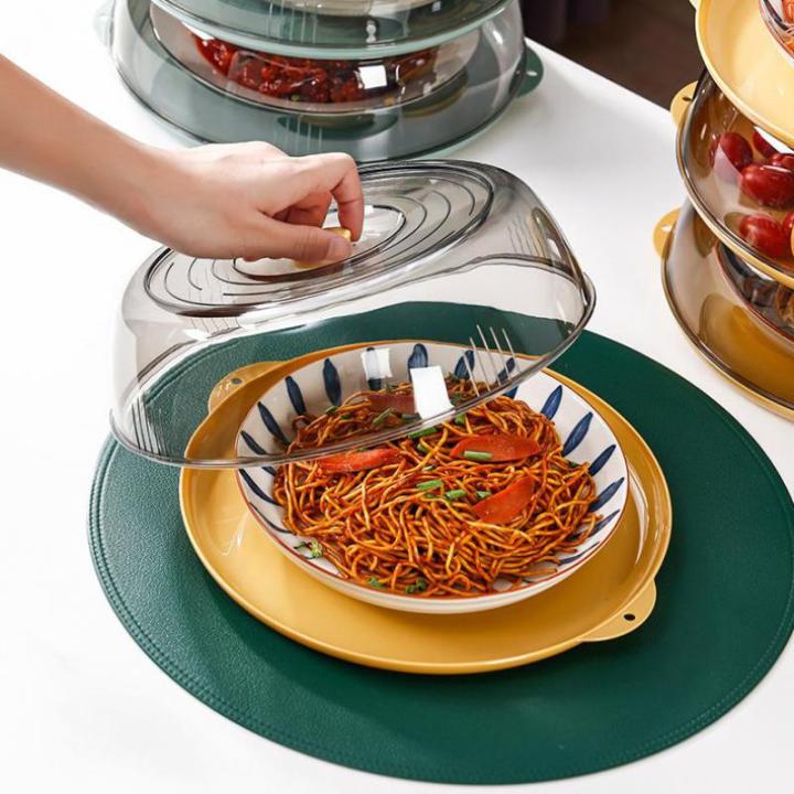 2pcs-multifunctional-stackable-heat-booking-dish-cover-fresh-keeping-lid-ถาดเสิร์ฟอาหาร-kitchen-organizer-storage-plastic