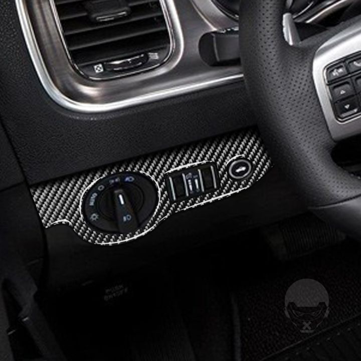 for-dodge-charger-carbon-fiber-head-light-switch-frame-panel-cover-sticker-2pcs-ld-2015-se-rt-interior-tuning-car-accessories