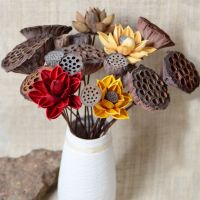 1 pc Big Lotus Natural Dried Flowers Farmhouse Bouquet Dried Plants Branch Fall Decorations Floral For Party Home Office Decor