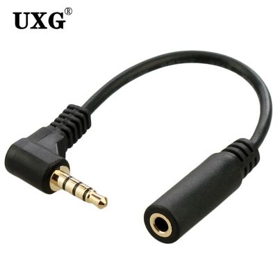 【YF】 20CM 90 Degree Right Angle 4 Pole TRRS 3.5mm Aux Audio Short Cable Extender Adapter M/F for PC OR Mic-earphone