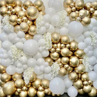 145pcs White Wedding Birthday Party Background Baby Shower DIY Kits Golden Holidays Dinner Table Decoration Sign Balloon Garland