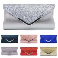 【YD】 Evening Glitter Envelope Clutch Purse Sling Luxury Monochrome Messenger