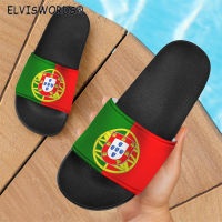 ELVISWORDS Men Casual Slipper High Quality Rubber Sandals Black Sole Male Summer Comfortable Flag Of Portugal Design Flip Flop