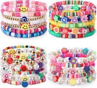 【CW】❇☋✆  23Pcs Beaded Stretch Clay Fruit Preppy Stack Heishi