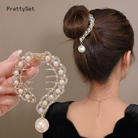 【PrettySet】Heart Shaped Ponytail Hair Clip Pearl Tassel Bud Hair Claw Exquisite Hair Accessories