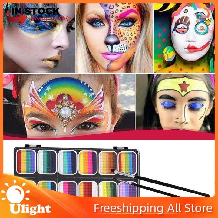 Ulight Face Paint Palette Makeup Kit 12 Water based Paints for Cosplay