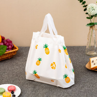 50pcs Fruit Salsa Printed Plastic Drawstring Takeaway Food Packaging Cake Storage Bag With Handle 30x20x10cm