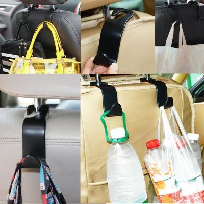 2PCS Car Headrest Hook Seat Back Hanger for Bag Handbag Purse Grocery Cloth Portable Multifunction Clips Car Styling Parts