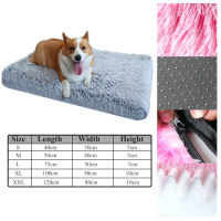 Long Plush Dog Bed Calming Cat Bed Mattress with Removable Washable Cover Memory Foam Mat Dog Crate Mat with Non-Slip Bottom