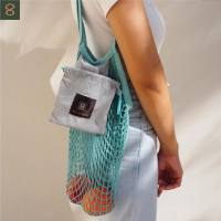 8ECEMBER - Foldable Netty tote bag / Long handle - กระเป๋าผ้าตาข่ายพับเก็บได้ - สายสะพายยาว