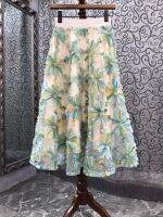 2022 womens new elastic waist sweet wave flowers gauze skirt