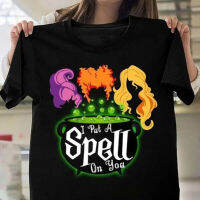 Sanderson Sisters Hocus Pocus ฉันใส่สะกด O-คอผ้าฝ้ายเสื้อยืดผู้ชายสบายๆแขนสั้นประเดิม TopsUnsiex คู่ที่มีคุณภาพสูง