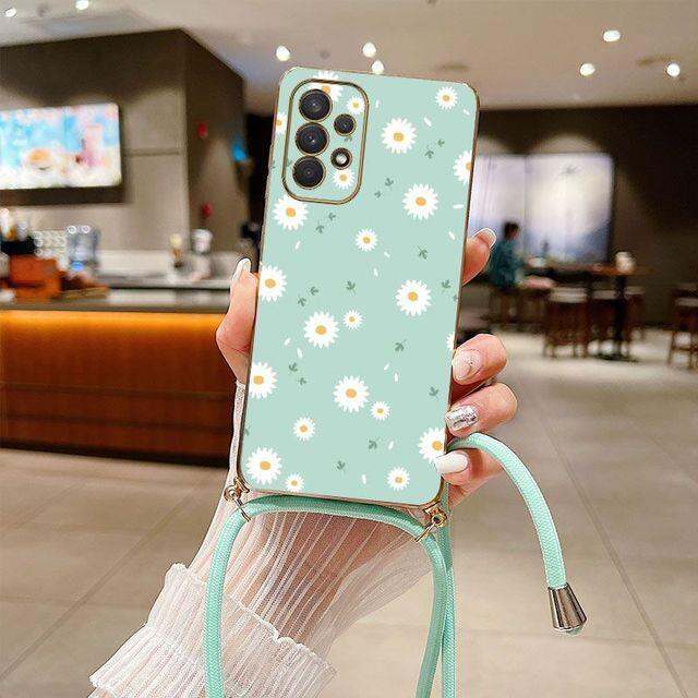 shine-electron-daisies-อิเล็กทรอนิกส์สายคล้องแบบคาดตัวเคสโทรศัพท์ซิลิโคนสำหรับ-samsung-galaxy-a73-a71-a42-a52-a32-a53-a03s-a04-a03-a54ฝาครอบ-a51