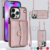 เคสป้องกันเคสหนังสำหรับ iPhone 14 Pro 13 12 Mini 11 Pro Max XR XS Max 7 8 Plus SE หรูหราแนวทแยงมุมแบบพกพาช่วงกระเป๋าใส่บัตร