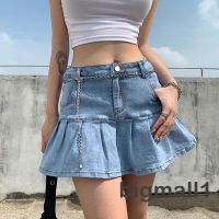 COD ✠✸ The Neonatal Shop34uilk9iy NI-Women Fashion Pocket Solid Color Stylish Denim Skirt for Shopping Daily Wear