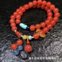 สร้อยข้อมือสีแดง Baoshan South ธรรมชาติพร้อมแร่ดิบขนาด Duobao 8.7mm สร้อยข้อมือผู้หญิงสีแดงใต้สีแดงลูกพลับเคลือบด้าน ~